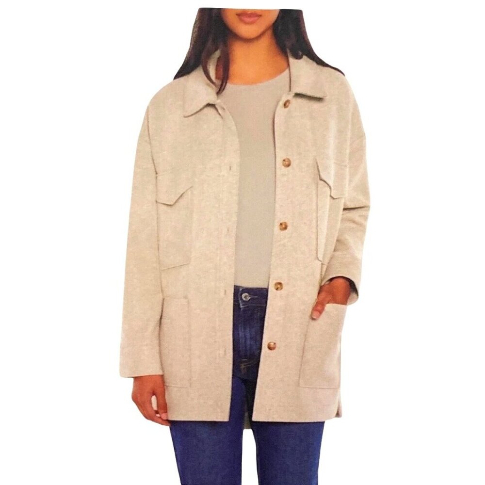 Banana Republic M Structured 4 Pocket Shacket Button-up Shirt Jacket Oversized - Picture 2 of 9